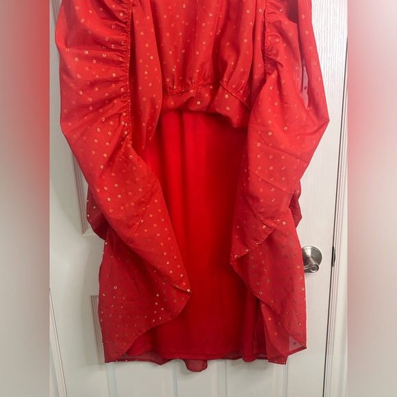🔥”Lane Bryant” NWT Orange Red Tiered Maxi Skirt w/ Metallic Gold Detailing🔥 - Picture 4 of 12